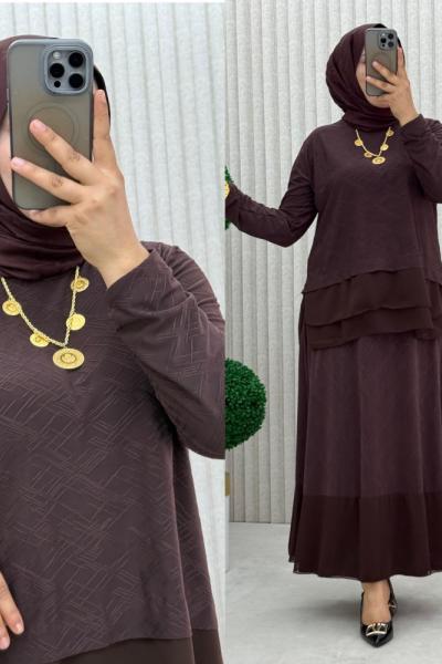 Fıstık Etekli Takım Kahverengi