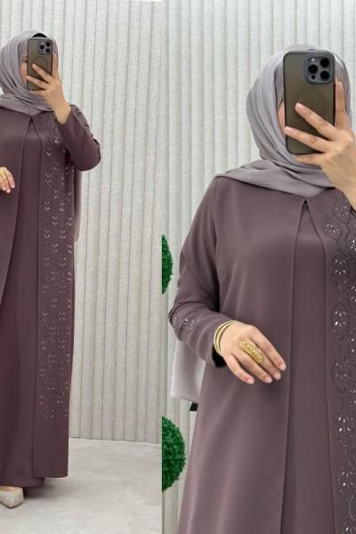 Hanedan Kapaklı Abiye Elbise Gül