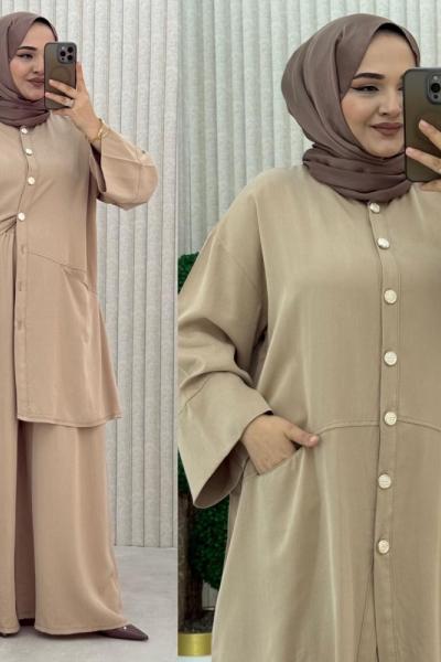 Harem Pantolonlu Takım  Taş Rengi