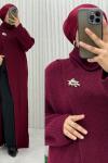 Hülya Boğazlı Panço  Bordo