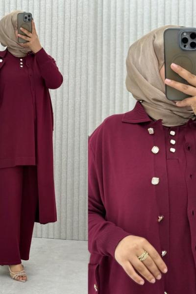 Hümeyra 3’lü Takım  Bordo