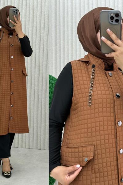 İrem Yelek Kahverengi