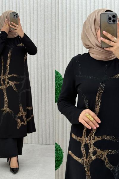Kobra tunik siyah gold
