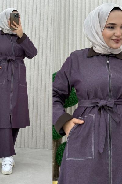 Lili Pantolonlu Takım Lila