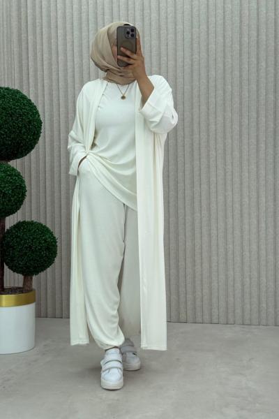 Manolya 3 Lü Takım Beyaz