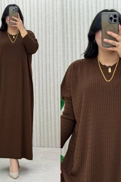 Piraye Triko Elbise  Kahverengi