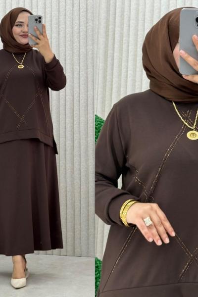 Riham Etekli Takım Kahverengi