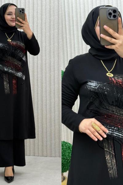 Sahil Tunik siyah-gül