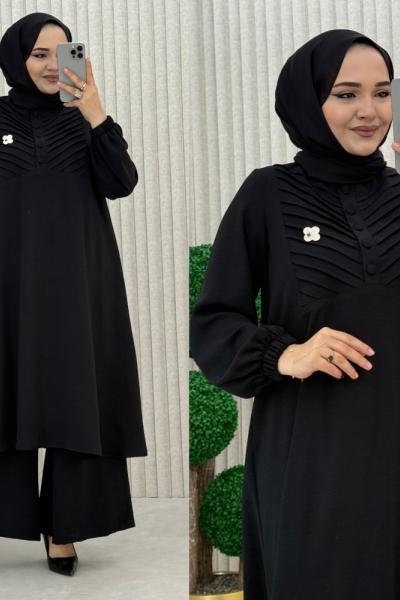 zümrüt pantolonlu takım  Siyah