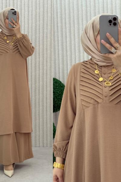 zümrüt pantolonlu takım  Vizon