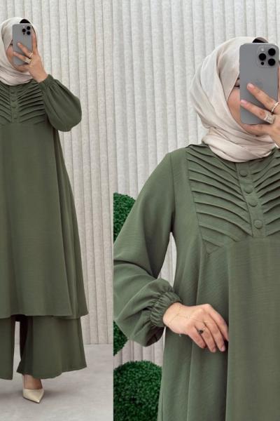 zümrüt pantolonlu takım  Haki