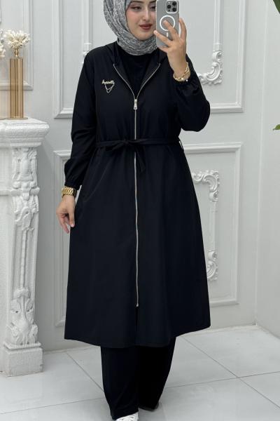 Ela Kap Trenç Siyah