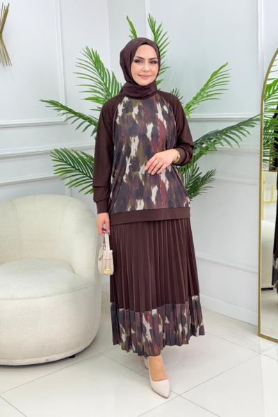 ASİYE ETEKLİ TAKIM - ACI KAHVE