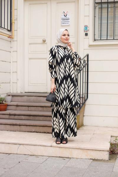 ÇİÇEK VİSKON TAKIM-SİYAH