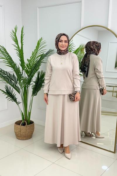 GÜLCAN ETEKLİ TAKIM - BEJ